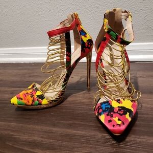 Eclectic Colorful Camoflage Heels